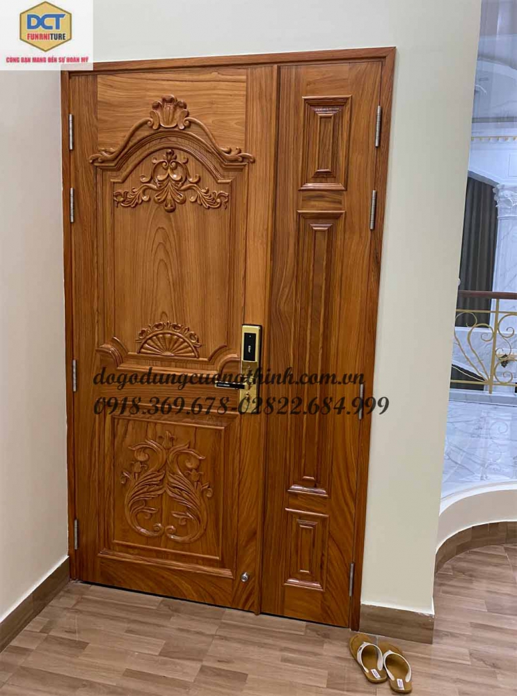 cửa phòng tân cổ điển 2 cánh lệch